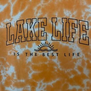 Lake Life is the Best Life Coral Tie Dye Tee T-Shirt NWOT Unisex Size Medium